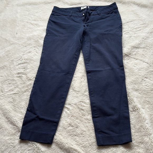 Old Navy Pixie Pants Navy Blue Ankle Trousers | 95% Cotton Stretch Slim Fit - Picture 1 of 8